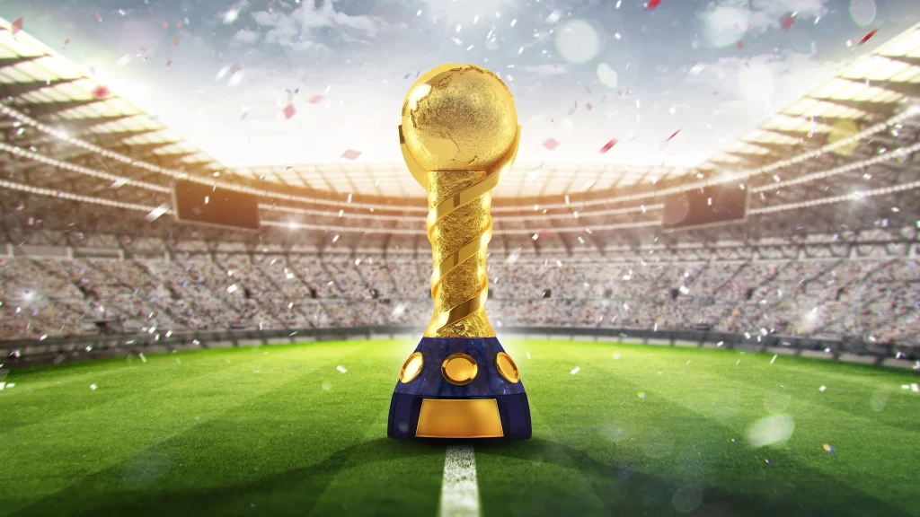 trophy stadium celebration victory confetti soccer championship excitement