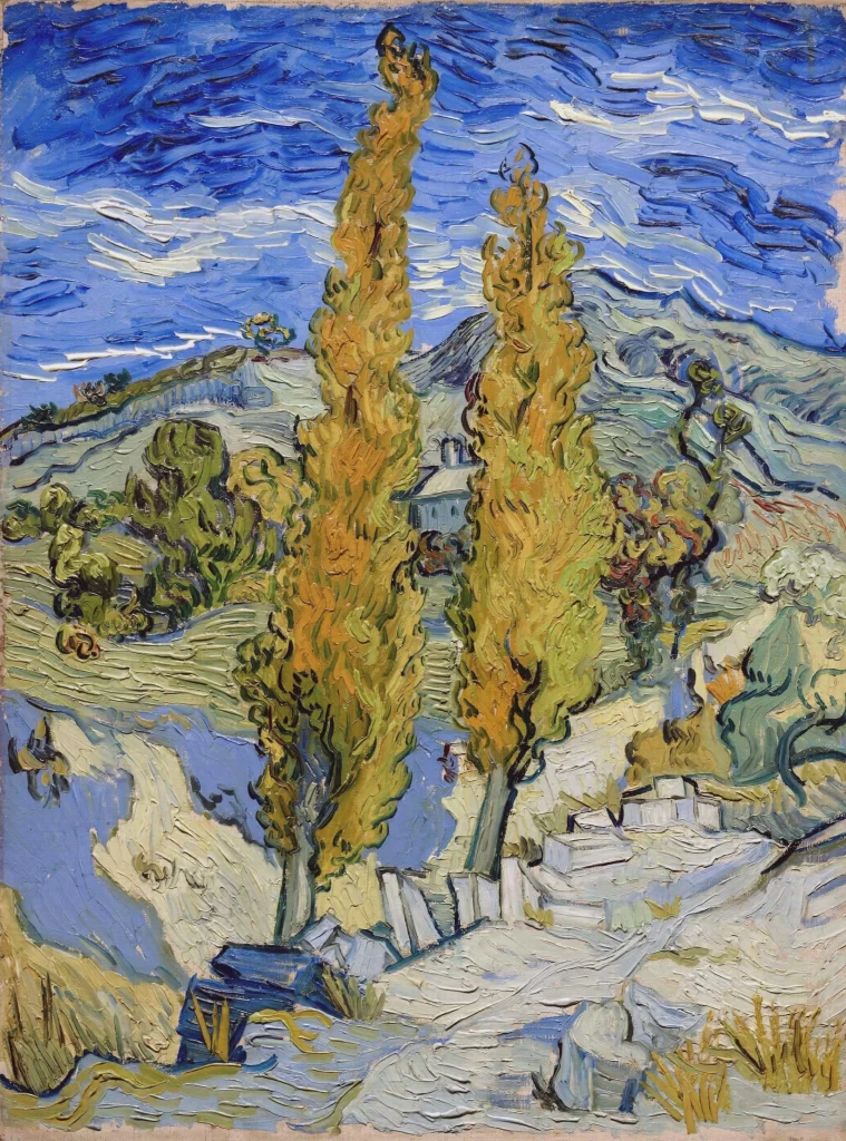 Two Poplars on a Hill Van Gogh