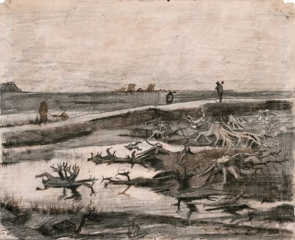 Swamp Dead Trees Reflections Figures Path Van Gogh