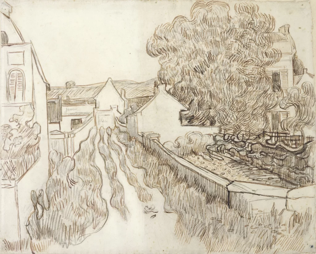 Pathway Houses Trees Fence Van Gogh