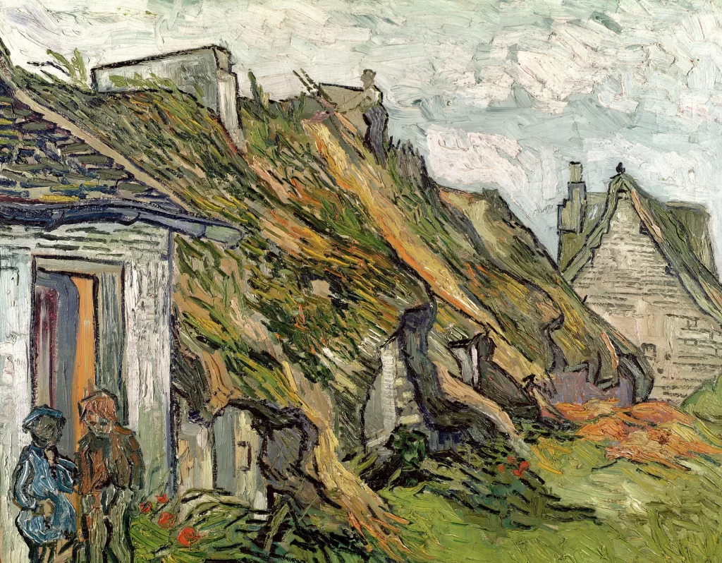 Thatched Houses Figures Landscape Van Gogh