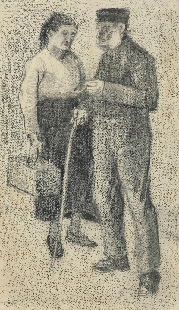 Woman Man Conversation Suitcase Cane Van Gogh
