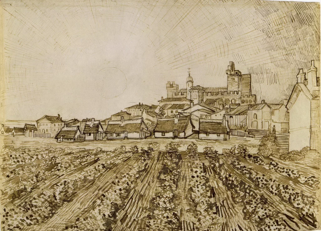 Sunlight Village Buildings Roofs Van Gogh