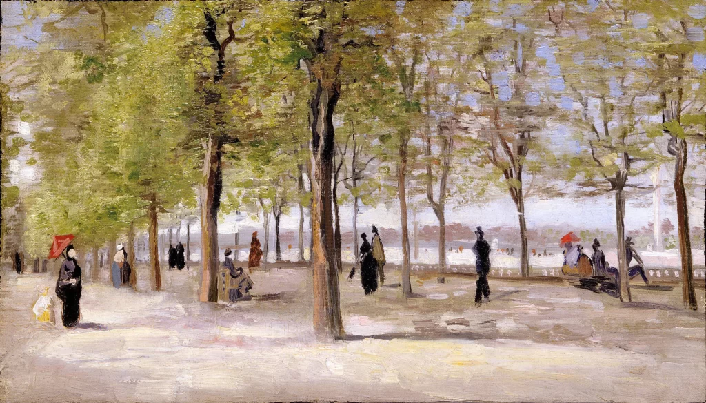 Park Trees People Pathway Van Gogh