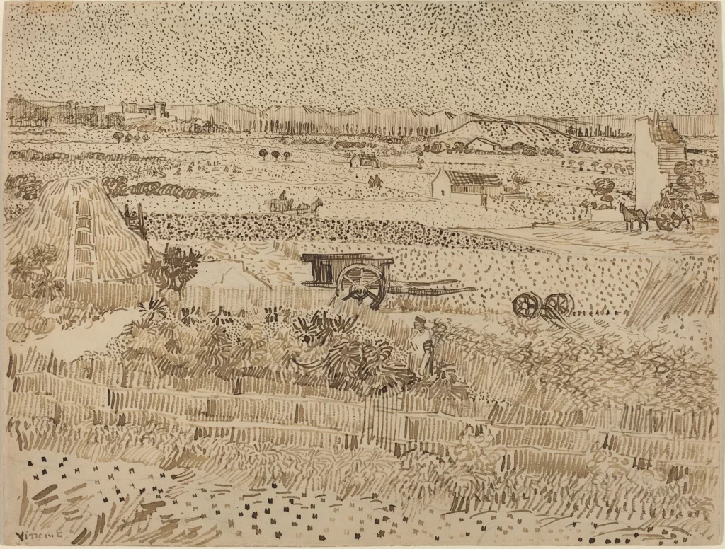 Wheatfield Harvest Cart Rural Landscape Van Gogh