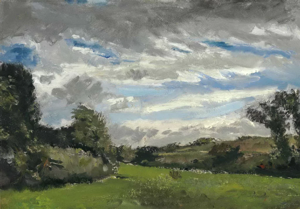 Landscape Clouds Trees Green Field Van Gogh