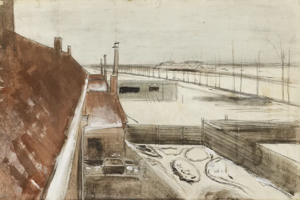 Roof Chimney Snow Landscape Winter Van Gogh