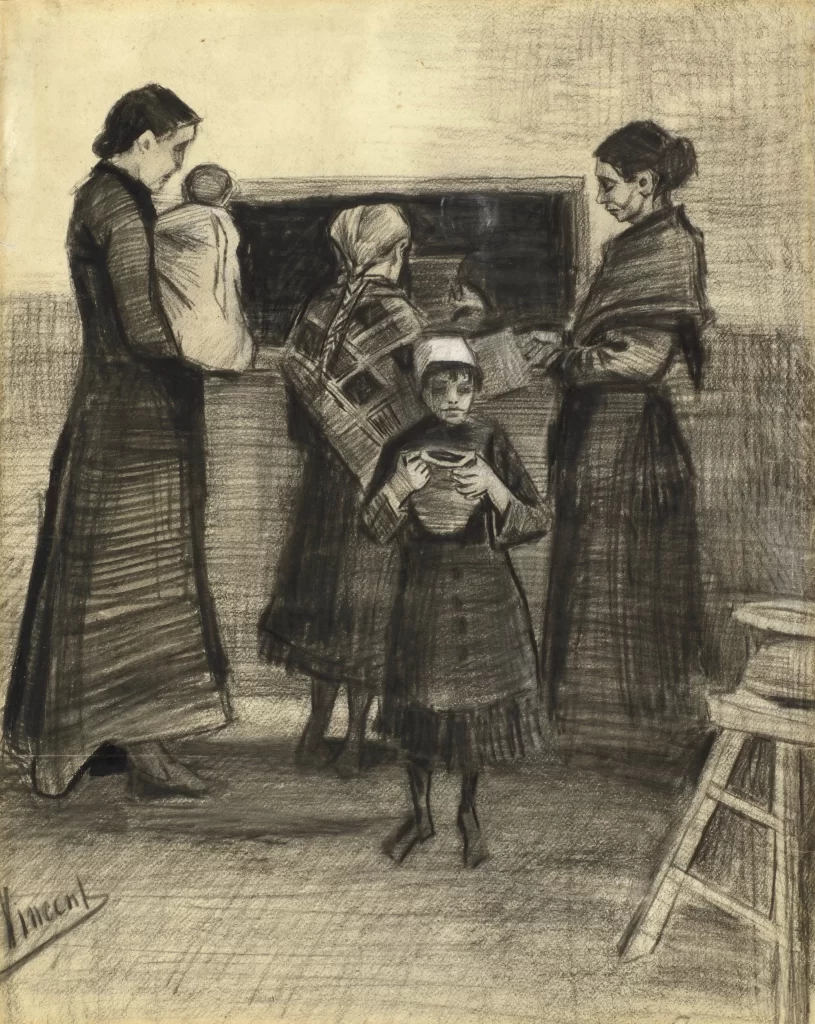 Charcoal Sketch Women Child Van Gogh