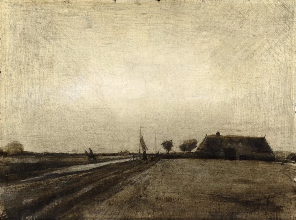 Pathway Landscape House Trees Van Gogh