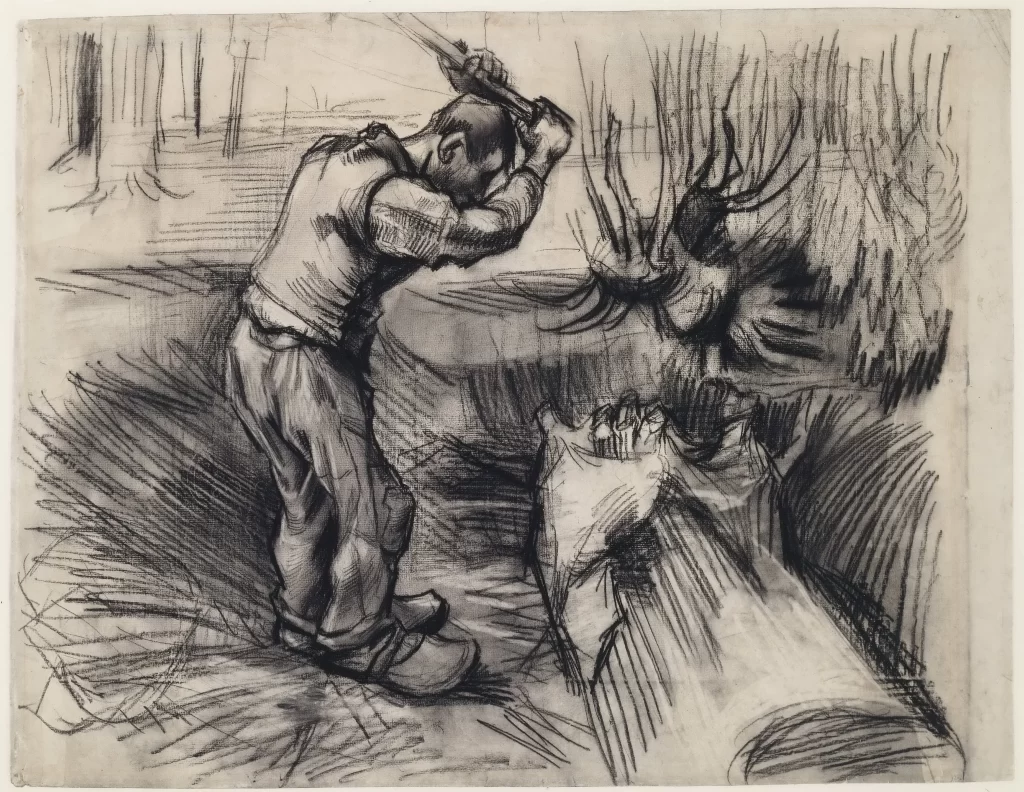 Man Axe Tree Wood Van Gogh