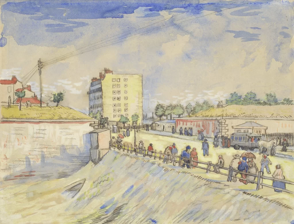 Train Station People Waiting Building Van Gogh
