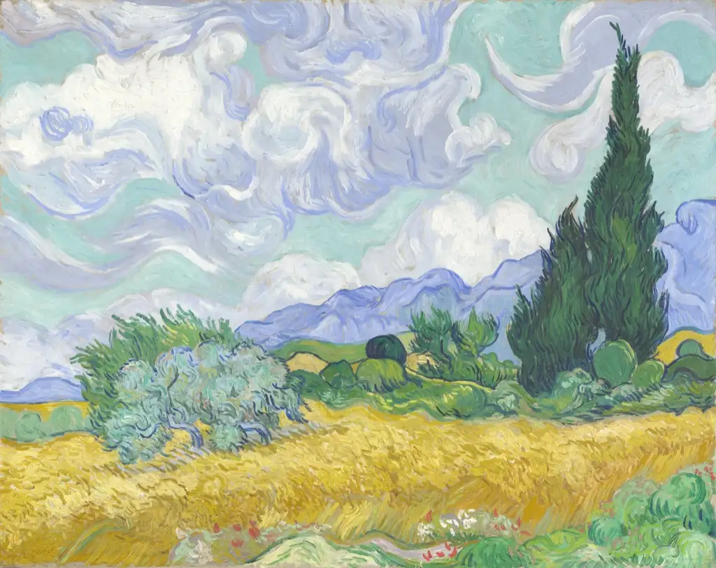 A Wheatfield with Cypresses Van Gogh