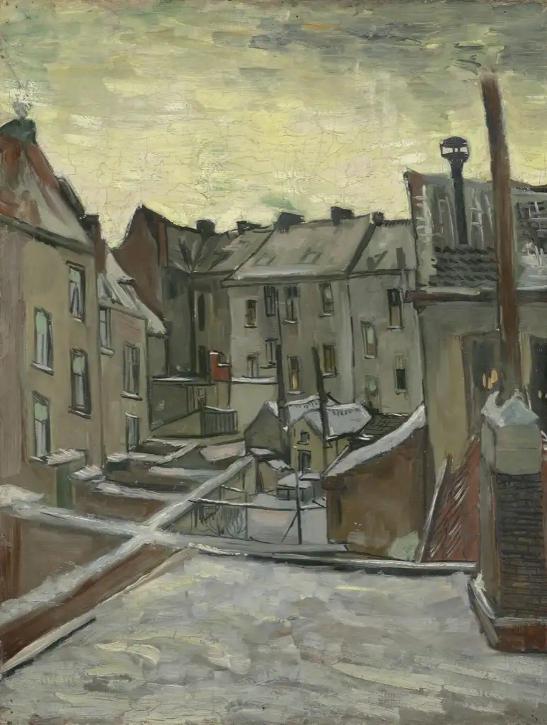 Backyards of Old Houses in Antwerp in the Snow Van Gogh