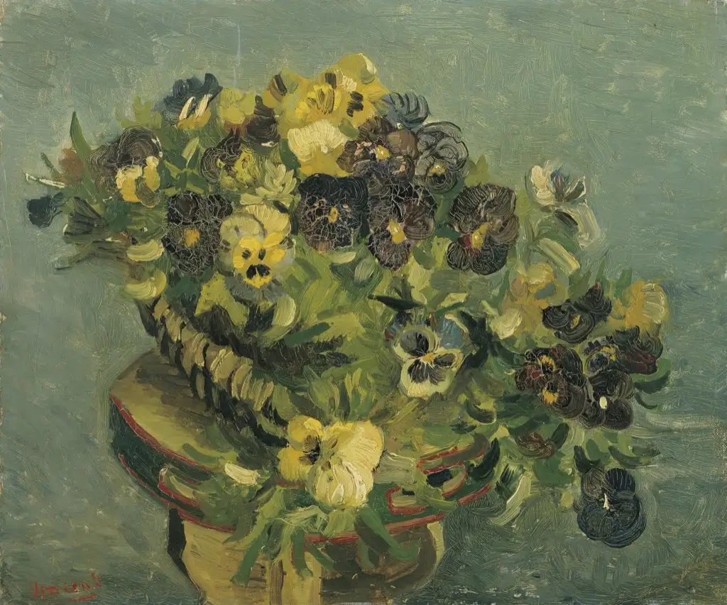 Basket of pansies May 1887 Van Gogh