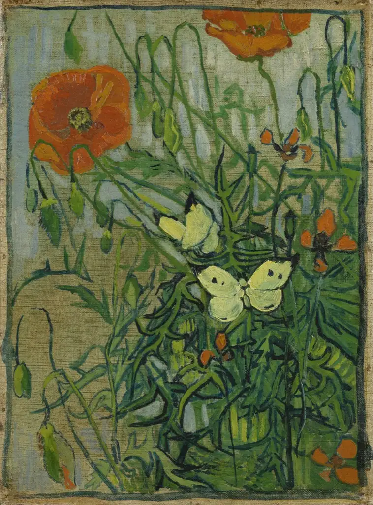 Butterflies and poppies April 1890 May 1890 Van Gogh