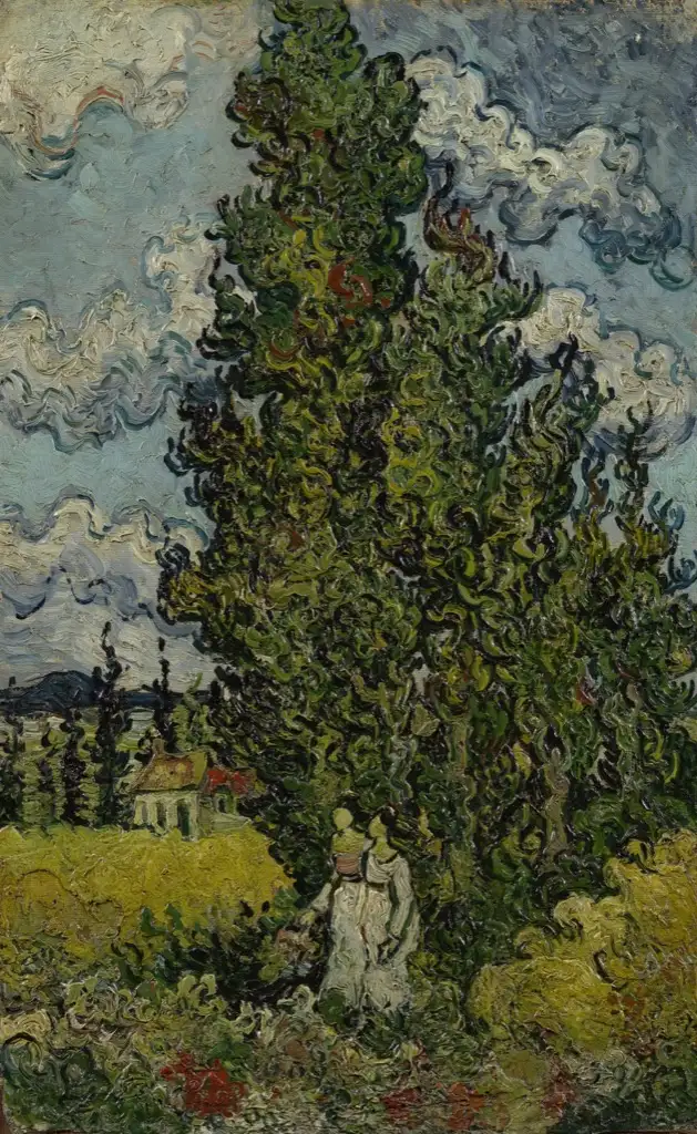 Cypresses and Two Women Van Gogh