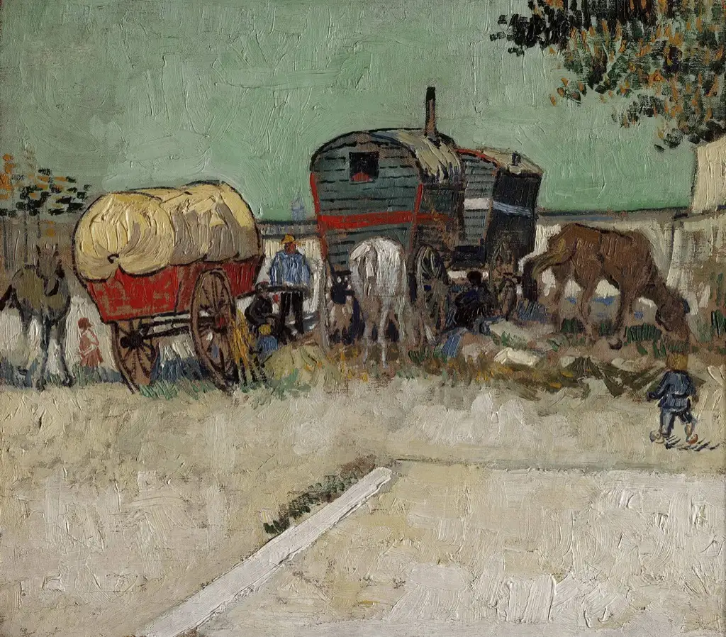 Encampment of Gypsies with Caravans Van Gogh