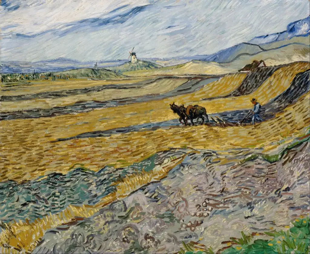 Field and Ploughman and Mill Van Gogh