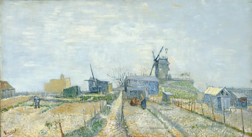 Montmartre windmills and allotments March 1887 April 1887 Van Gogh
