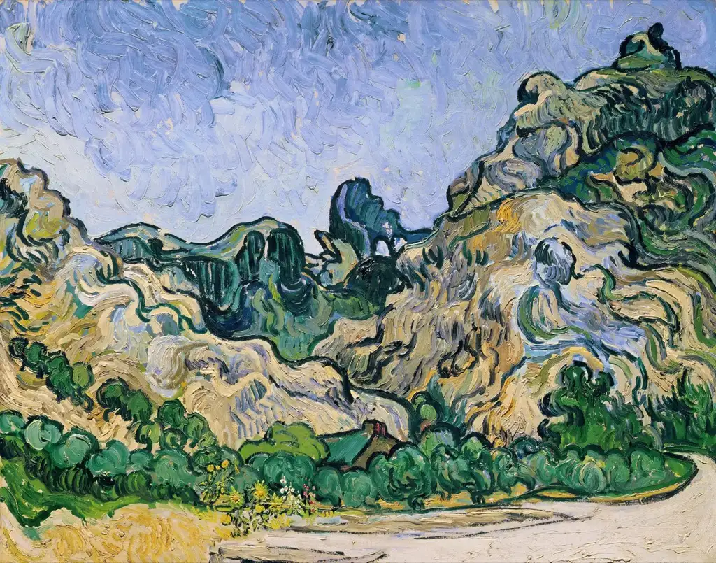 Mountains at Saint-Remy with Cottage Van Gogh