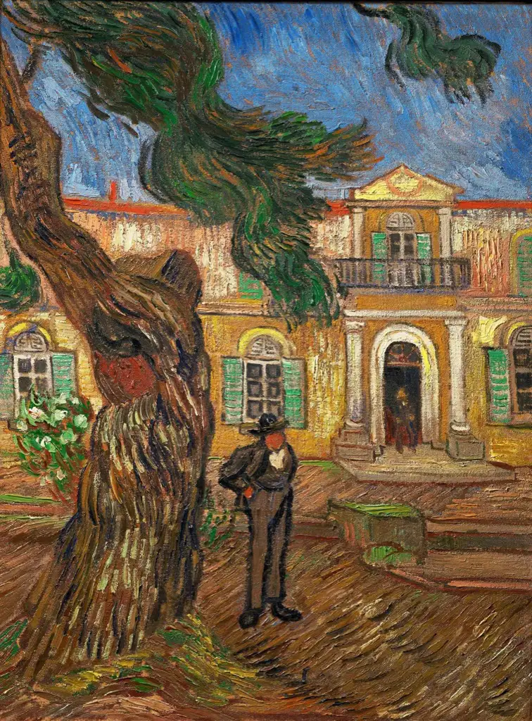 Pine Trees with Figure in the Garden of Saint-Paul Hospital Van Gogh