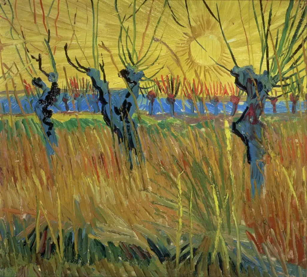 Pollard Willows With Setting Sun Van Gogh