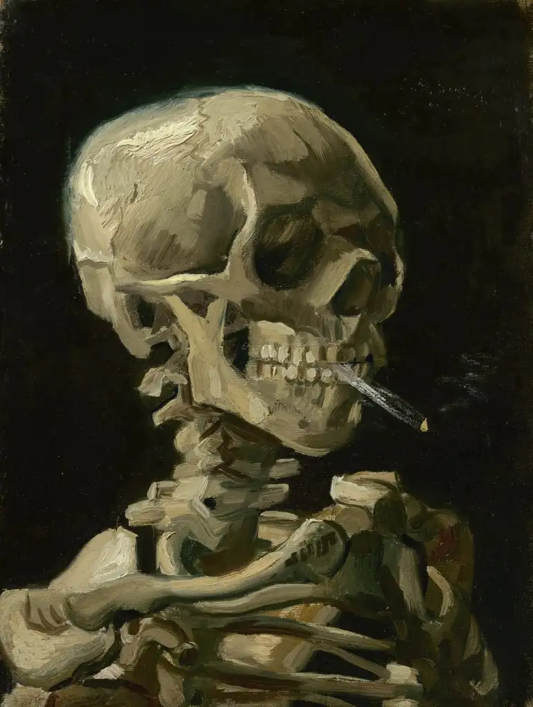 Skull with Burning Cigarette Van Gogh