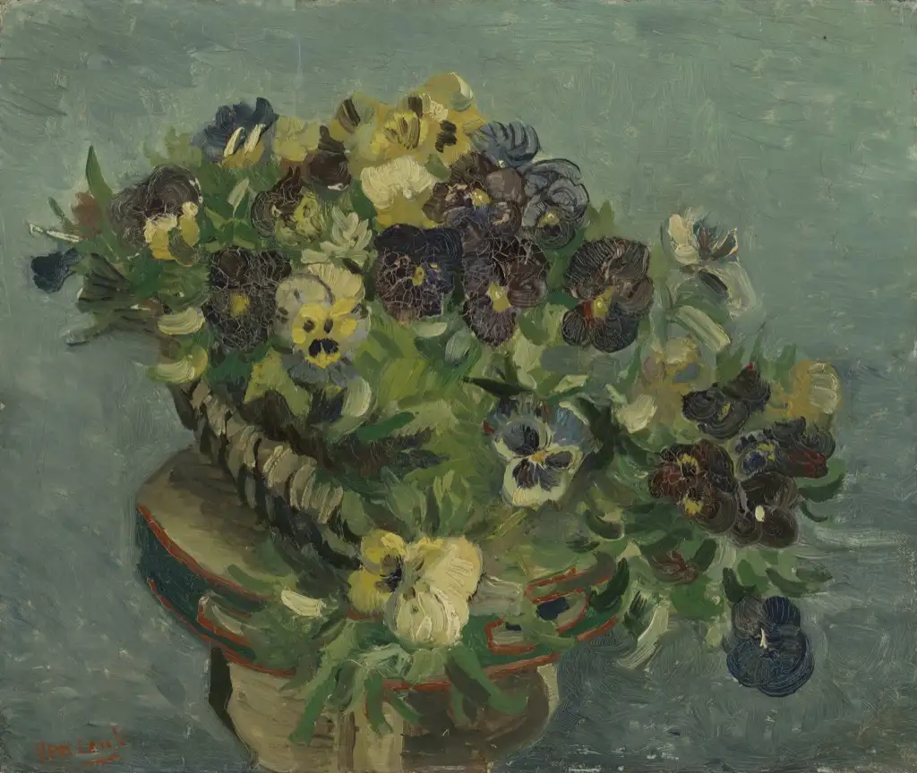 Tambourine with Pansies Van Gogh