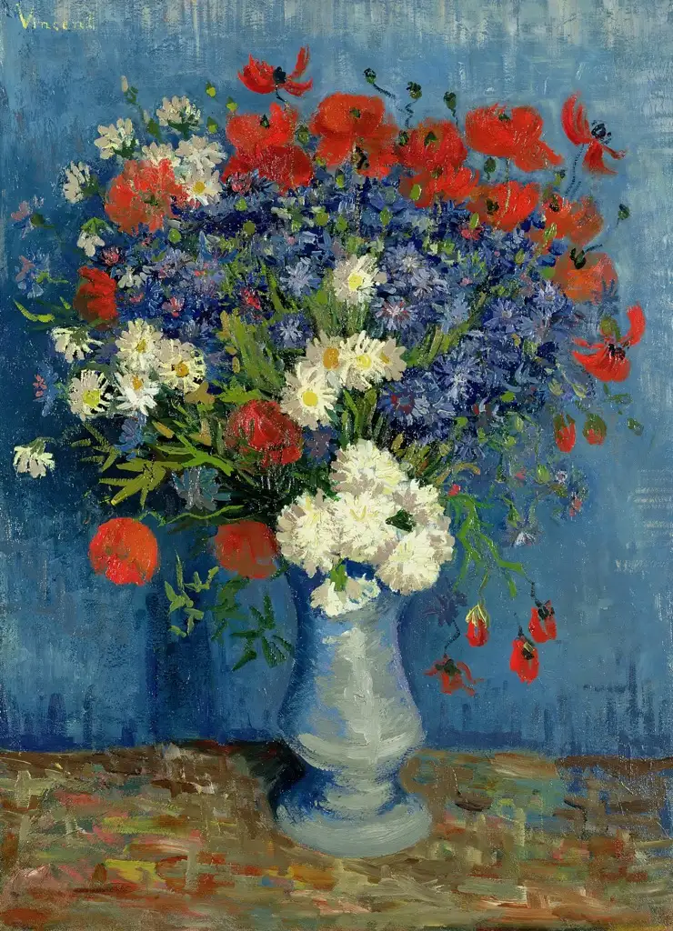 Vase with Cornflowers and Poppies Van Gogh