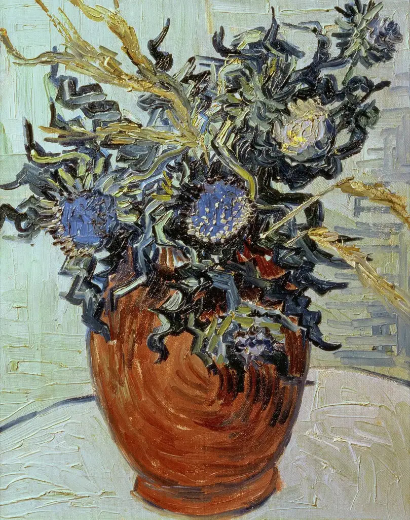 Vase with Flower and Thistles Van Gogh