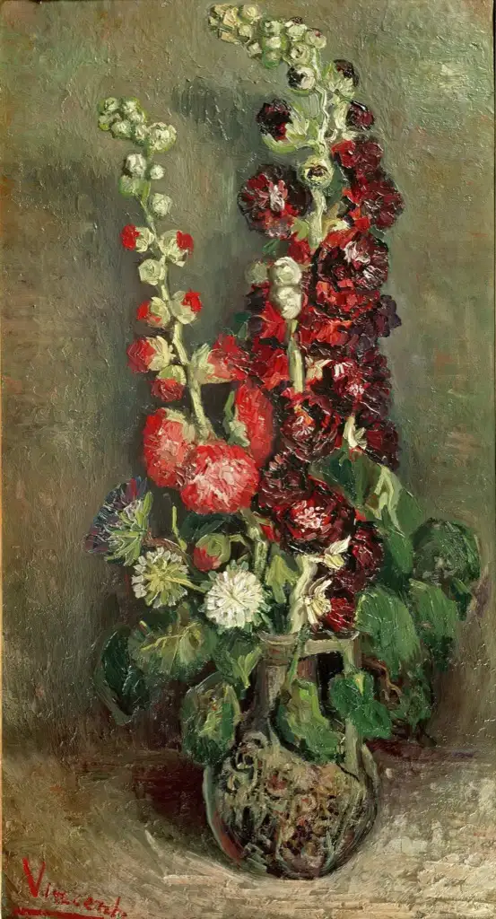 Vase with Hollyhocks Van Gogh