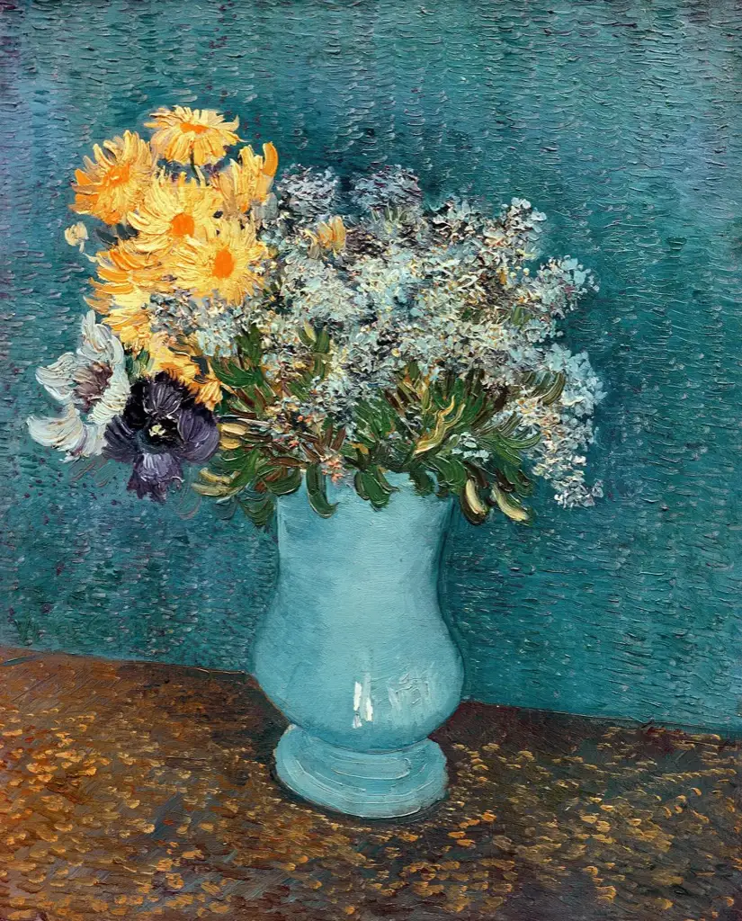Vase with Lilac Margerites and Anemones Van Gogh