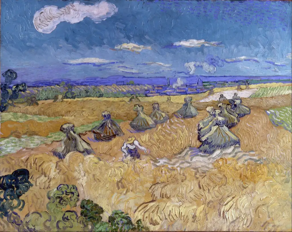 Wheat Fields with Reaper Auvers 1890 Van Gogh