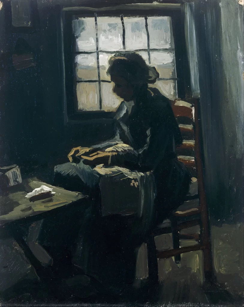 Woman sewing Van Gogh