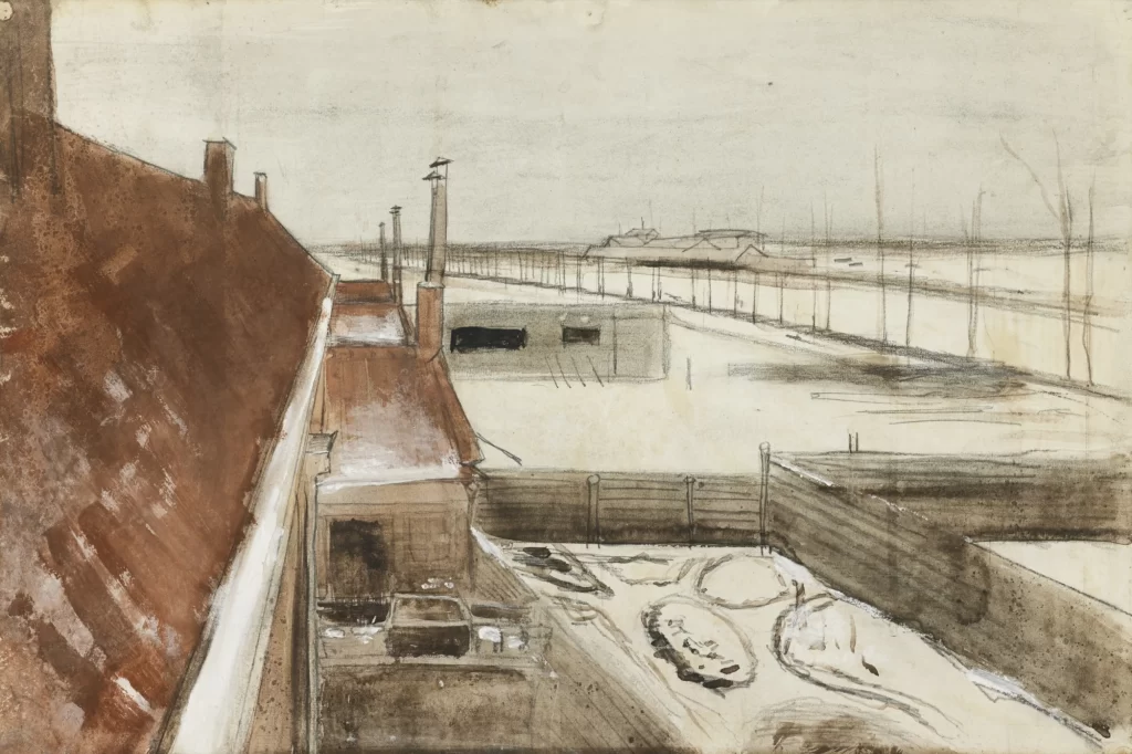 View from the Window of Vincents Studio in Winter Van Gogh