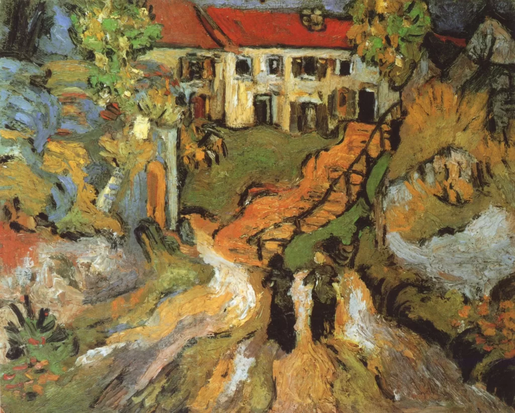 Village Street and Steps in Auvers with Two Figures Van Gogh