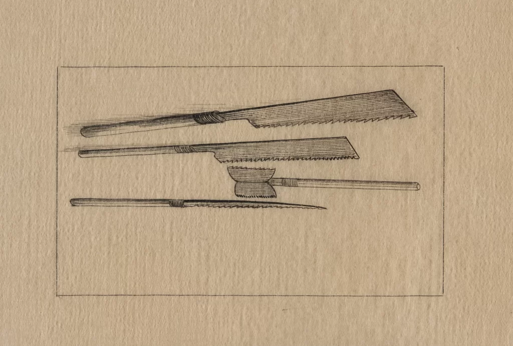 Vintage Illustration Woodworking Tools Saws Line Drawing Monochrome