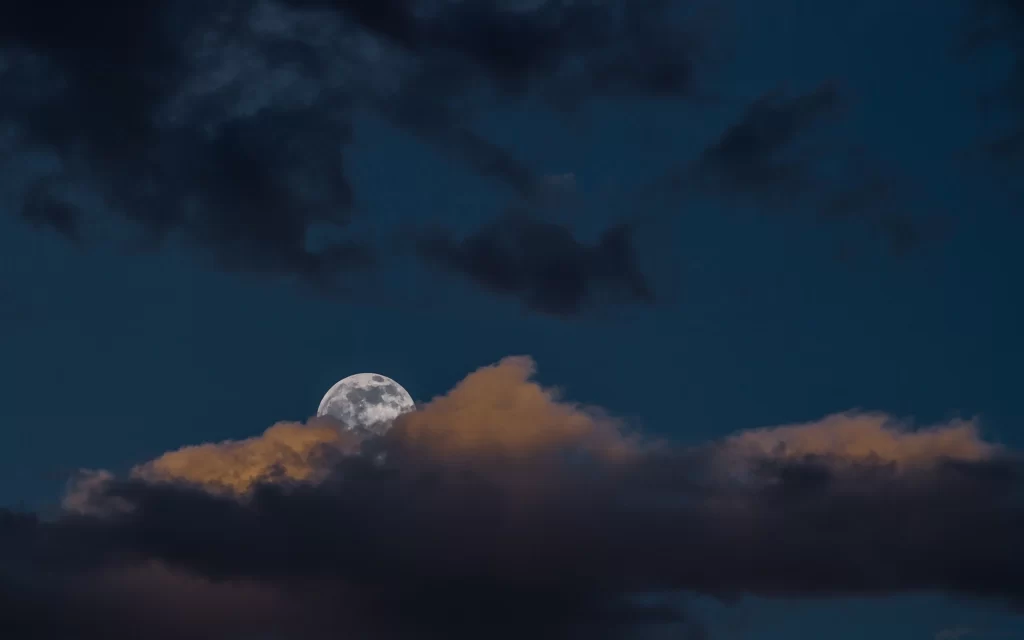 Moon Clouds Night Sky Dark Blue