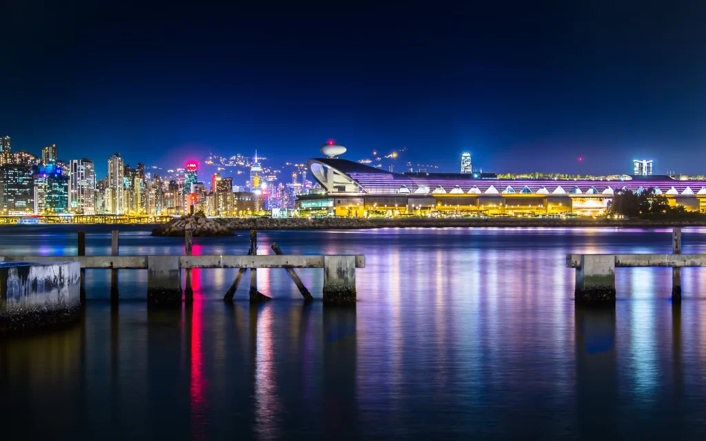 Cityscape Night Lights Reflection Water