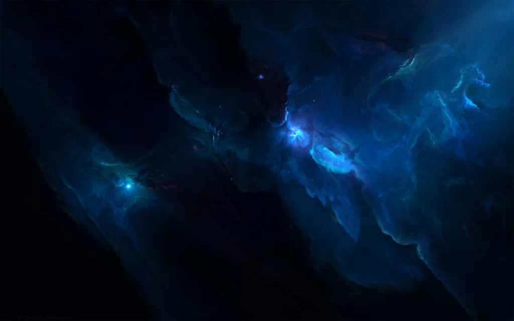 Cosmic Nebula Stars Dark Blue Glow