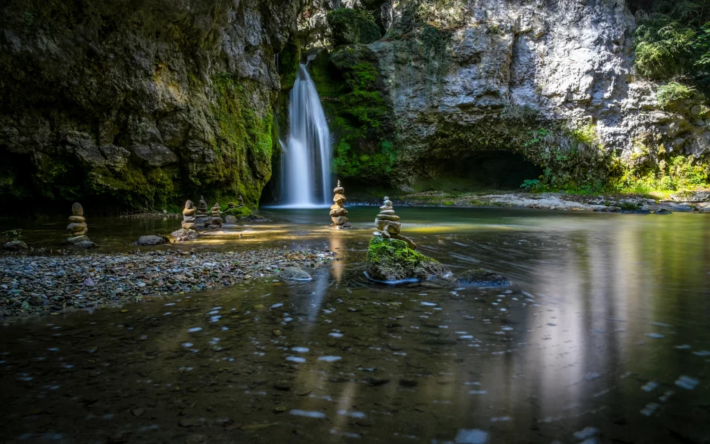 Waterfall Rocks Mossy Caves Nature Tranquility