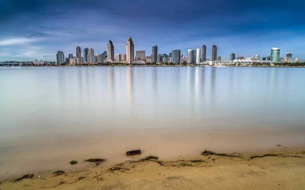 Cityscape Water Reflections Blue Sky Urban