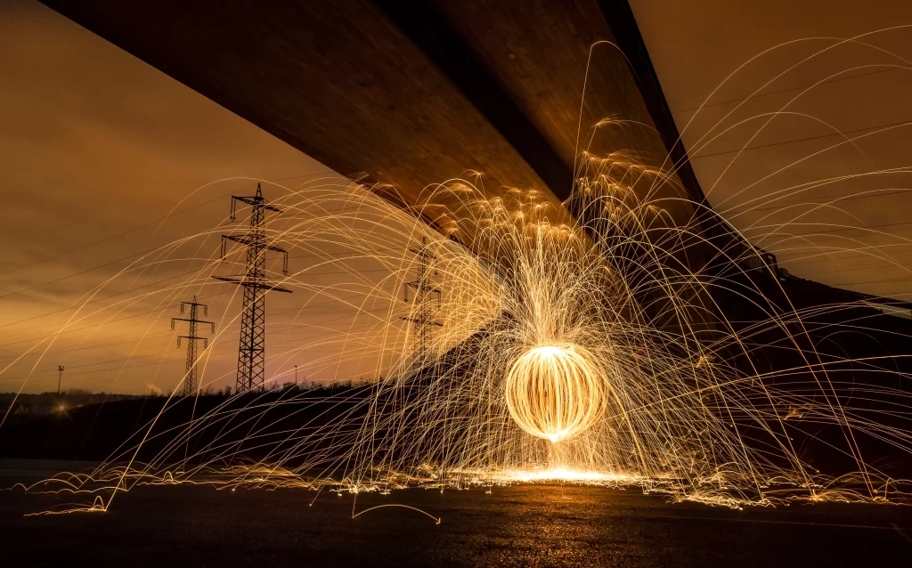 Sparks Bridge Night Sky Electrical Poles