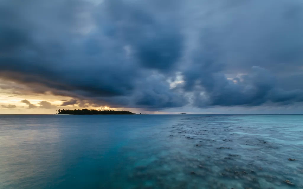 Sunset Ocean Clouds Island Coral Reef