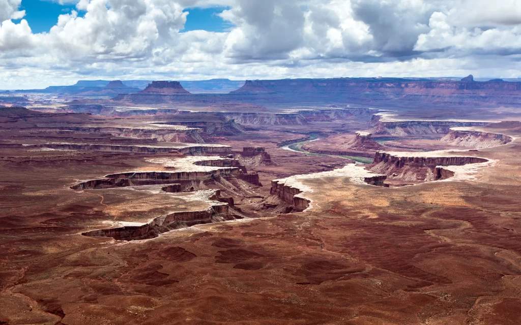 Desert Canyon Rocky Terrain Vast Sky Clouds