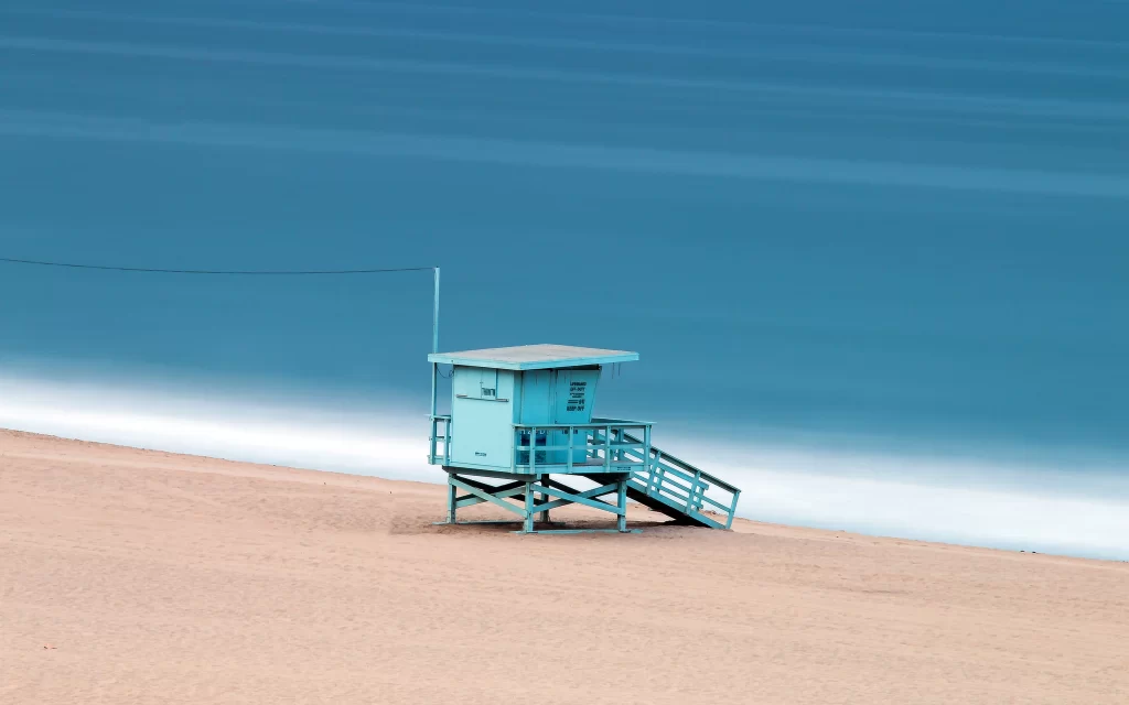 Beach Lifeguard Tower Blue Sky Sand