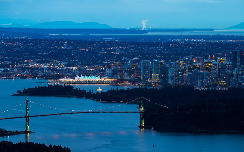 Cityscape Night Lights Bridge Water Sky