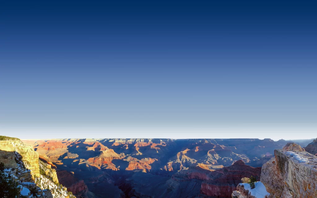 Grand Canyon Rocky Terrain Blue Sky Sunlight