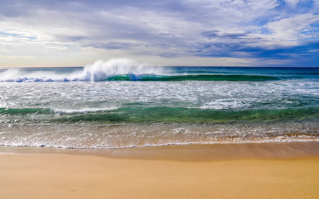 Ocean Waves Beach Blue Sky Clouds