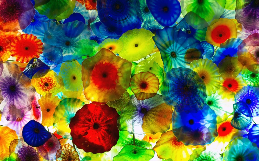 Vibrant Colors Glass Art Flowers Abstract Patterns